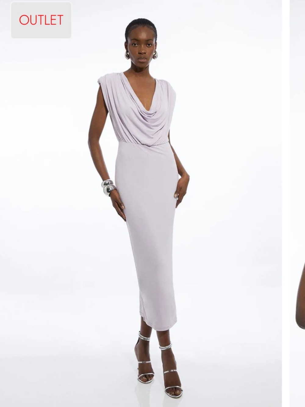 Karen Millen Pale Lilac Cowl Neck Jersey Maxi Dress - Picture 1 of 5